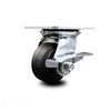 Service Caster 4 Inch Heavy Duty Rubber on Steel Caster with Ball Bearing and Brake SCC SCC-35S420-RSB-SLB